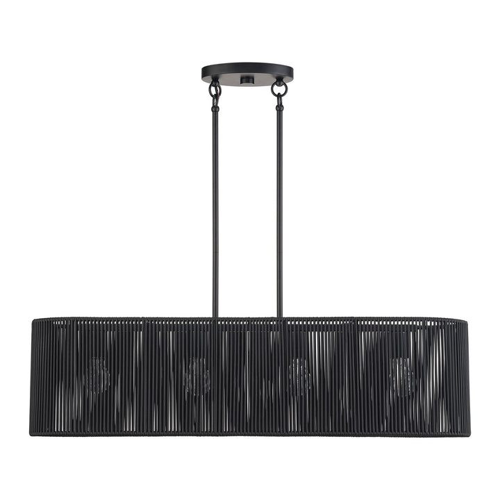4 Light Black Large Linear Chandelier