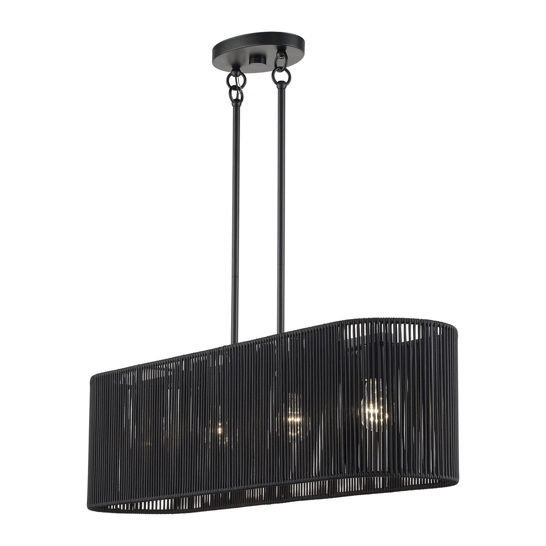 4 Light Black Large Linear Chandelier