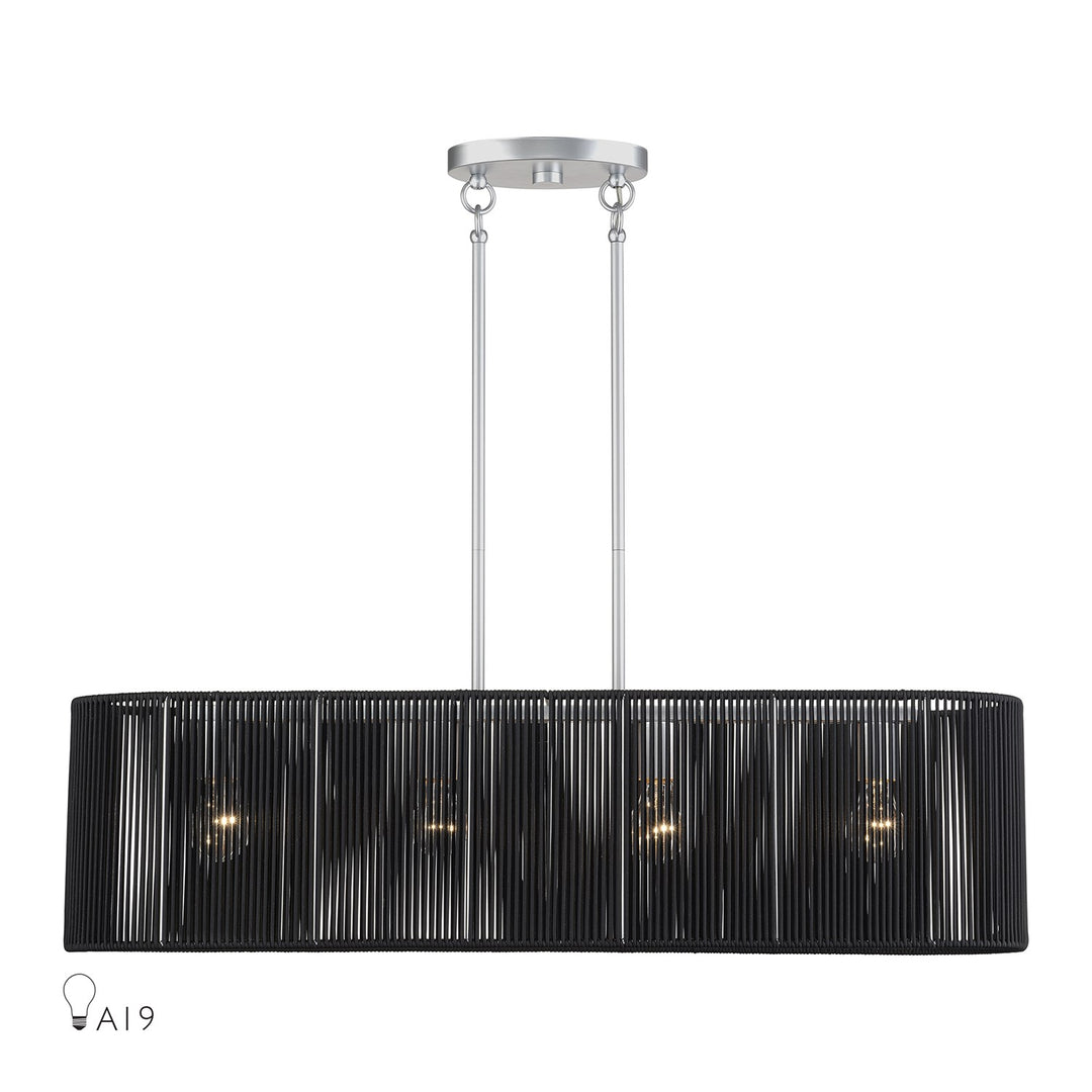4 Light Painted Nickel Large Linear Chandelier by Livex Lighting