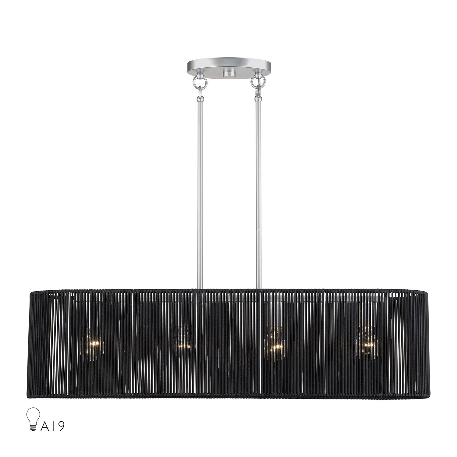 4 Light Painted Nickel Large Linear Chandelier by Livex Lighting