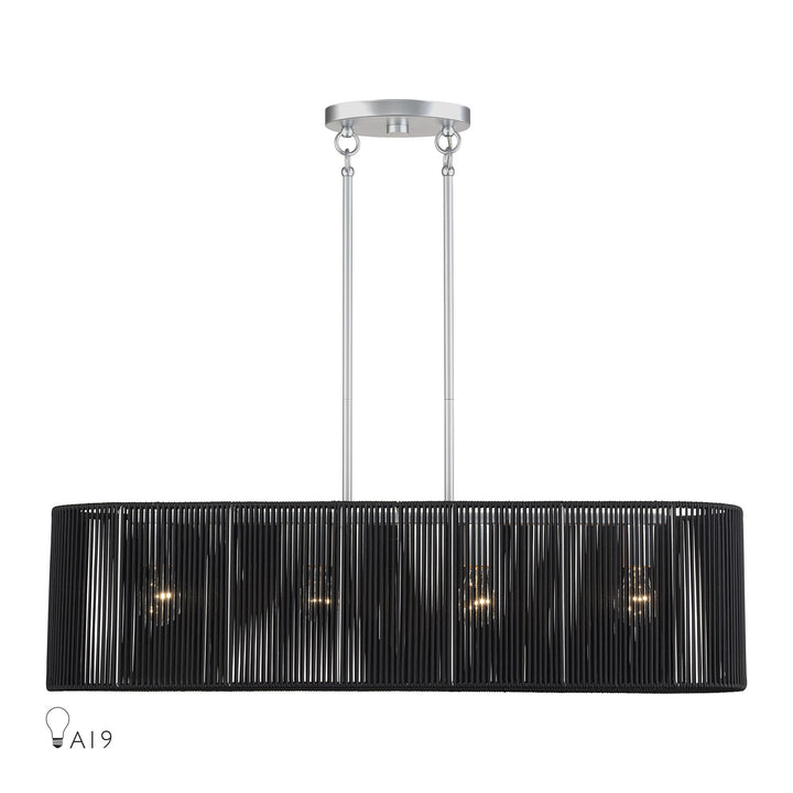4 Light Painted Nickel Large Linear Chandelier by Livex Lighting