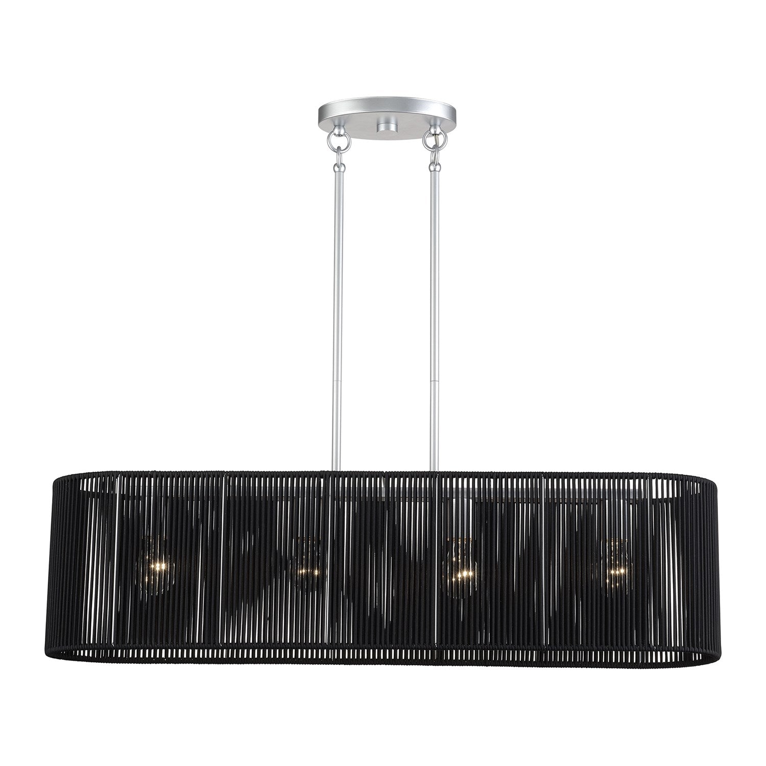 4 Light Painted Nickel Large Linear Chandelier