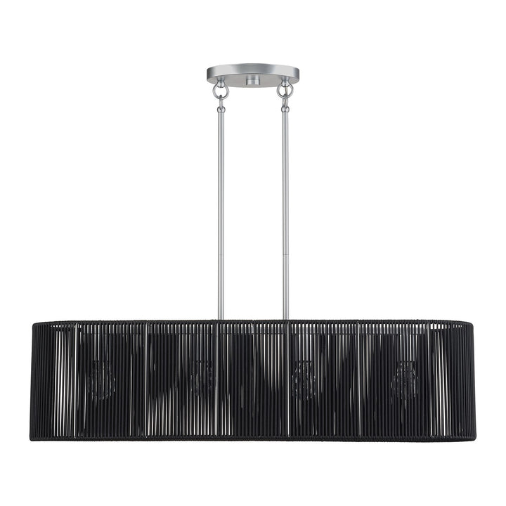 4 Light Painted Nickel Large Linear Chandelier