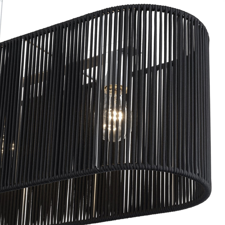 4 Light Painted Nickel Large Linear Chandelier