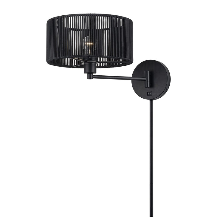 1 Light Black Swing Arm Wall Lamp