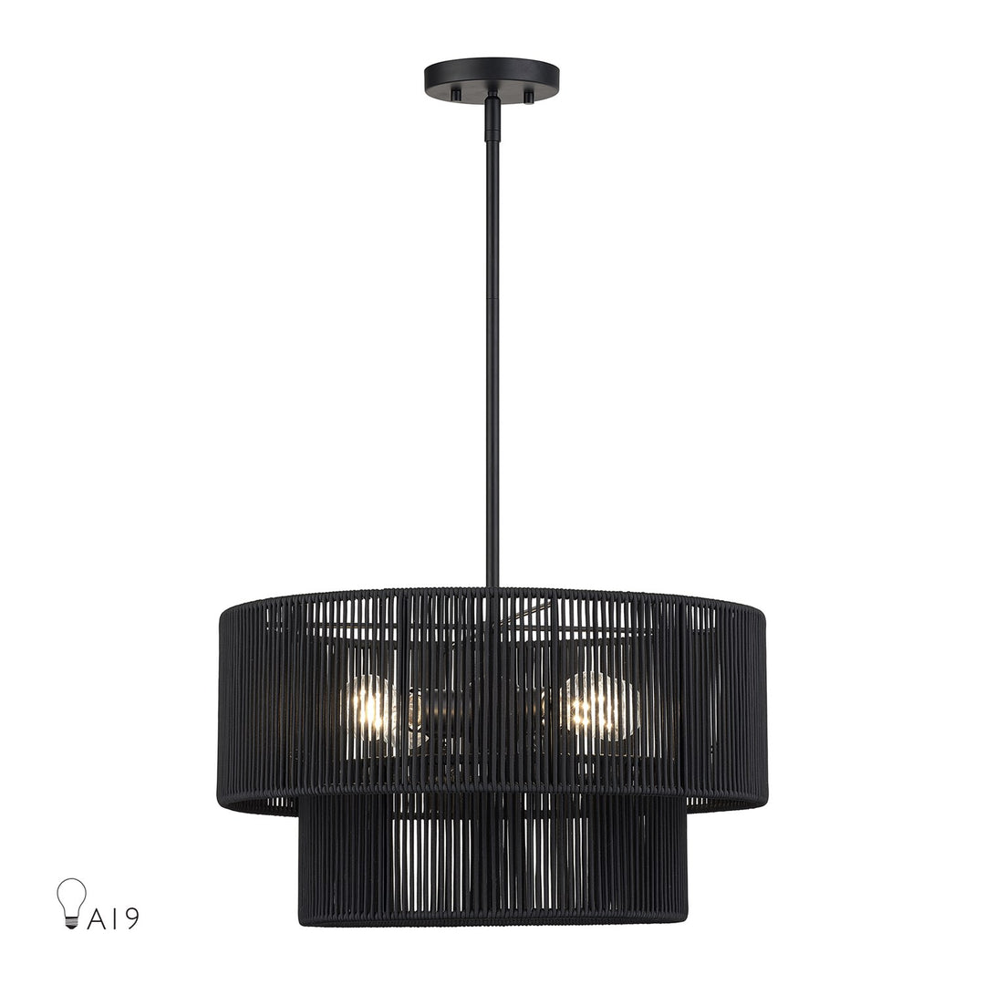 4 Light Black Pendant Chandelier by Livex Lighting