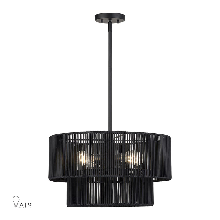 4 Light Black Pendant Chandelier by Livex Lighting