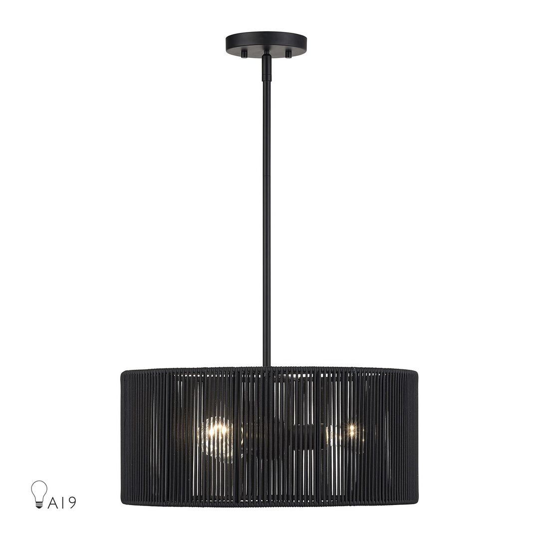 3 Light Black Pendant Chandelier by Livex Lighting