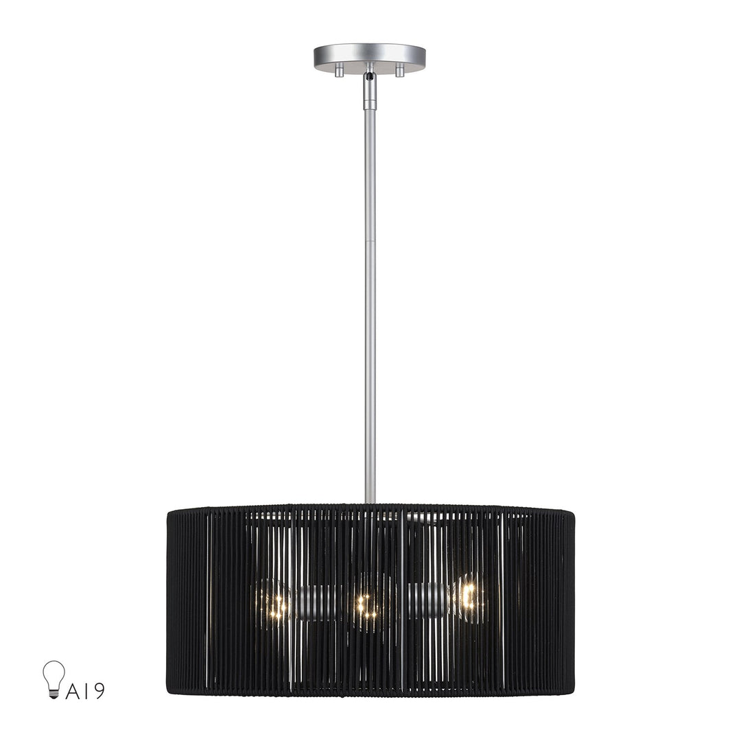 3 Light Painted Nickel Pendant Chandelier by Livex Lighting