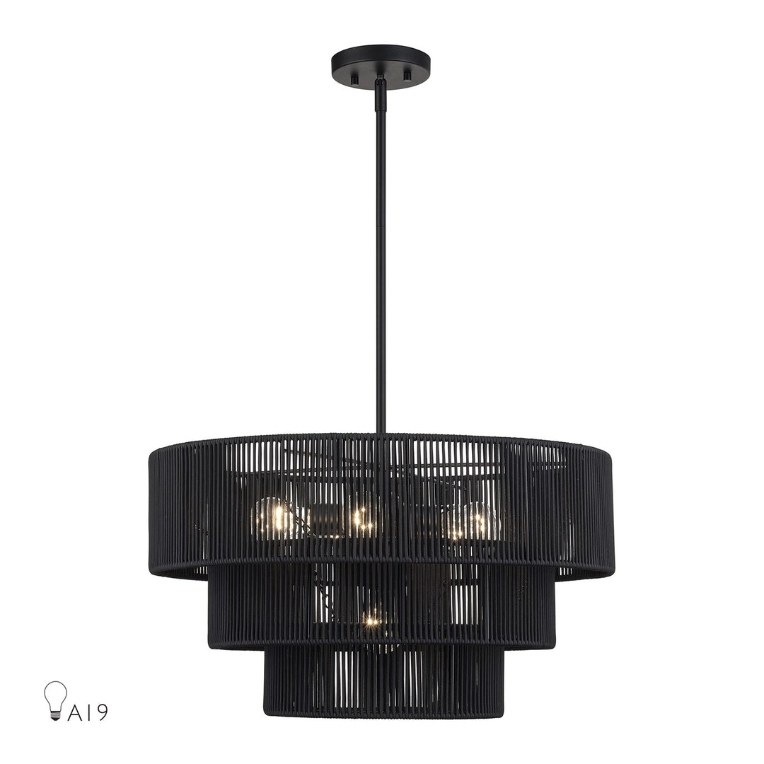 6 Light Black Pendant Chandelier by Livex Lighting