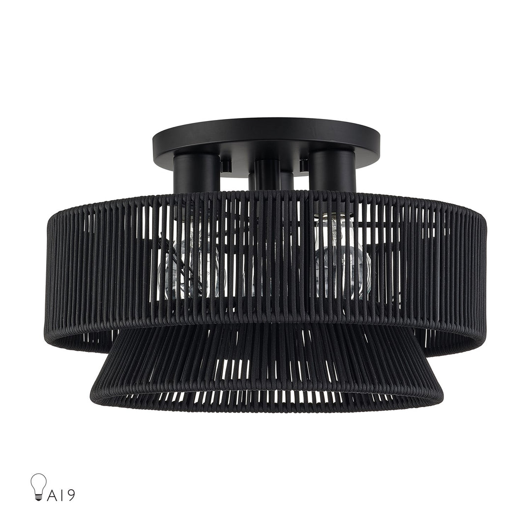 3 Light Black Large Semi-Flush by Livex Lighting