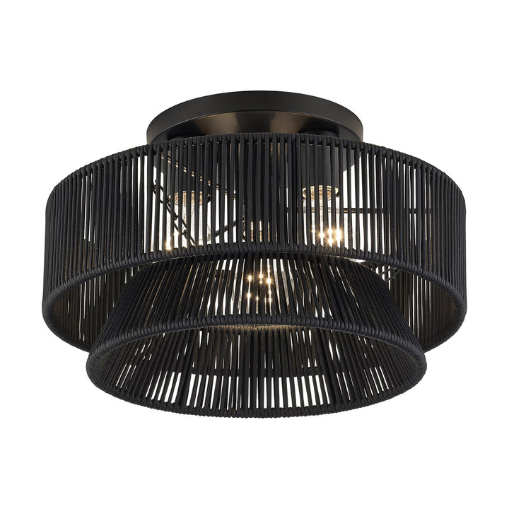 3 Light Black Large Semi-Flush
