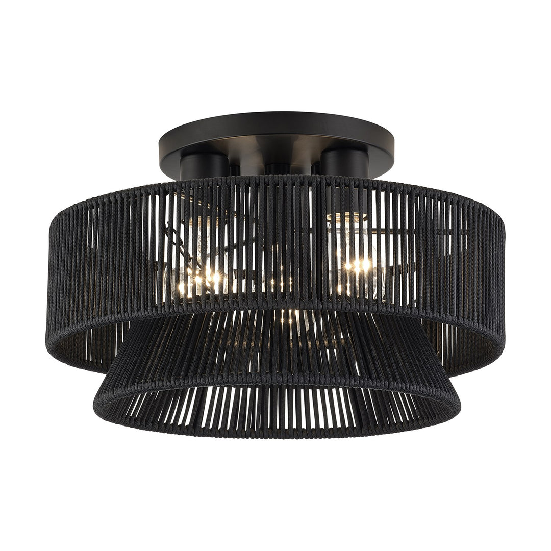 3 Light Black Large Semi-Flush