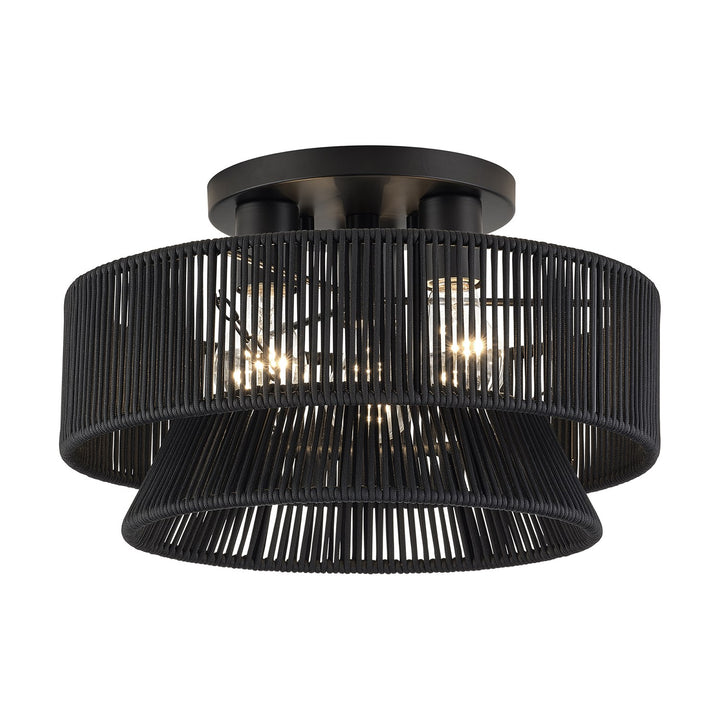 3 Light Black Large Semi-Flush