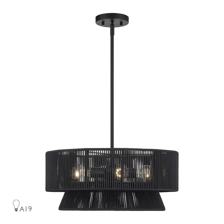 4 Light Black Pendant Chandelier by Livex Lighting