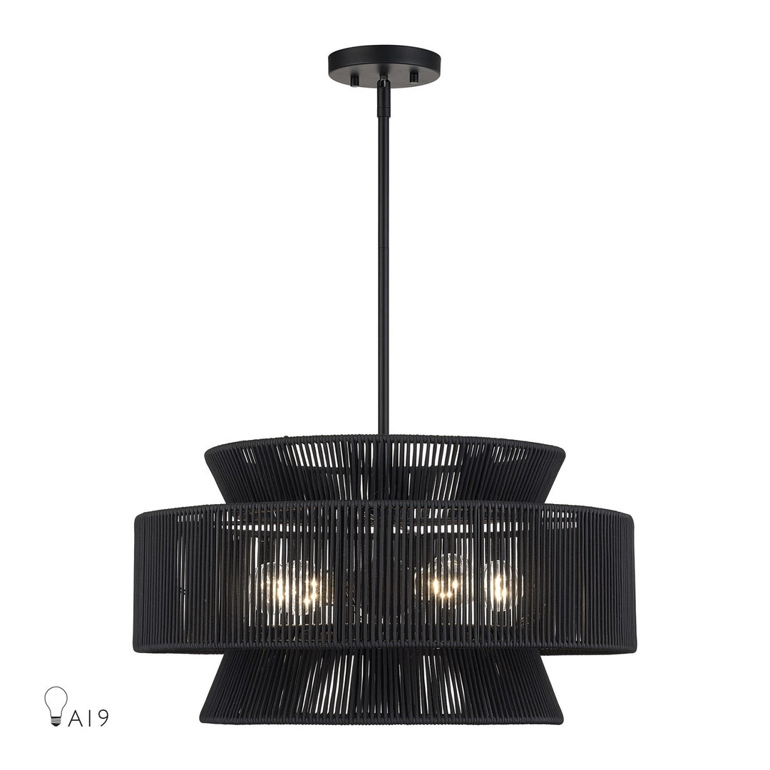 5 Light Black Pendant Chandelier by Livex Lighting
