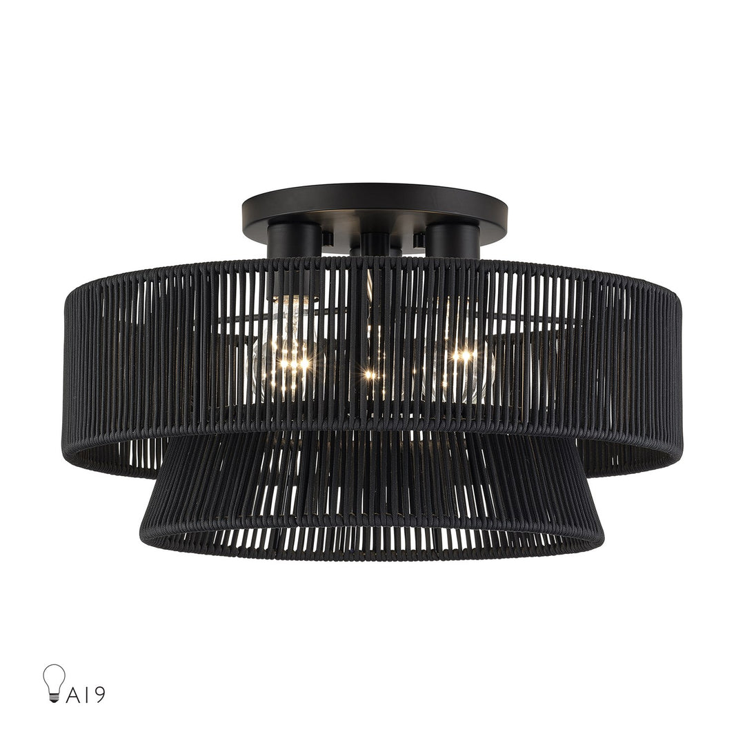 3 Light Black Large Semi-Flush by Livex Lighting