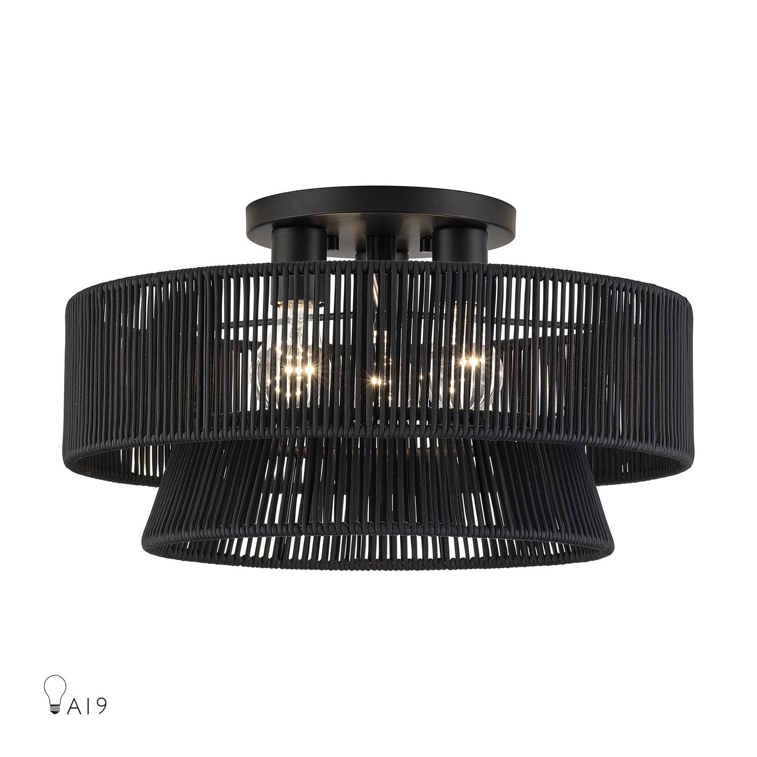 3 Light Black Large Semi-Flush by Livex Lighting