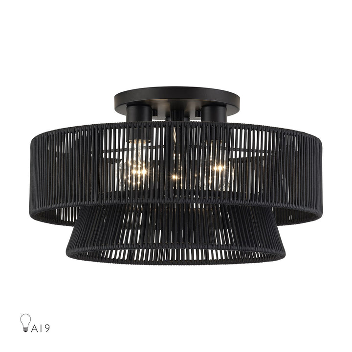 3 Light Black Large Semi-Flush by Livex Lighting