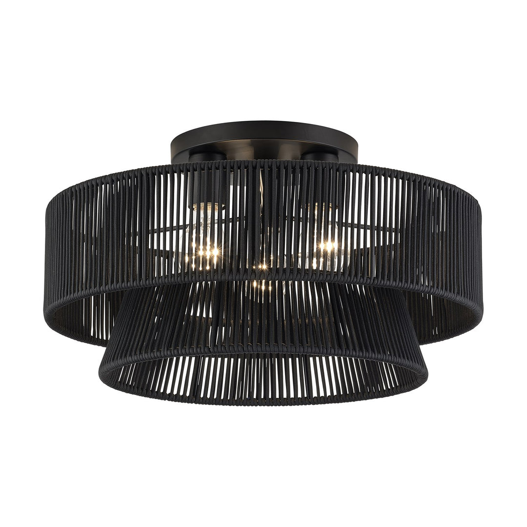 3 Light Black Large Semi-Flush