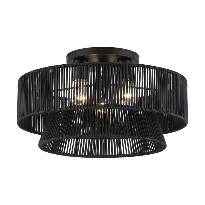 3 Light Black Large Semi-Flush