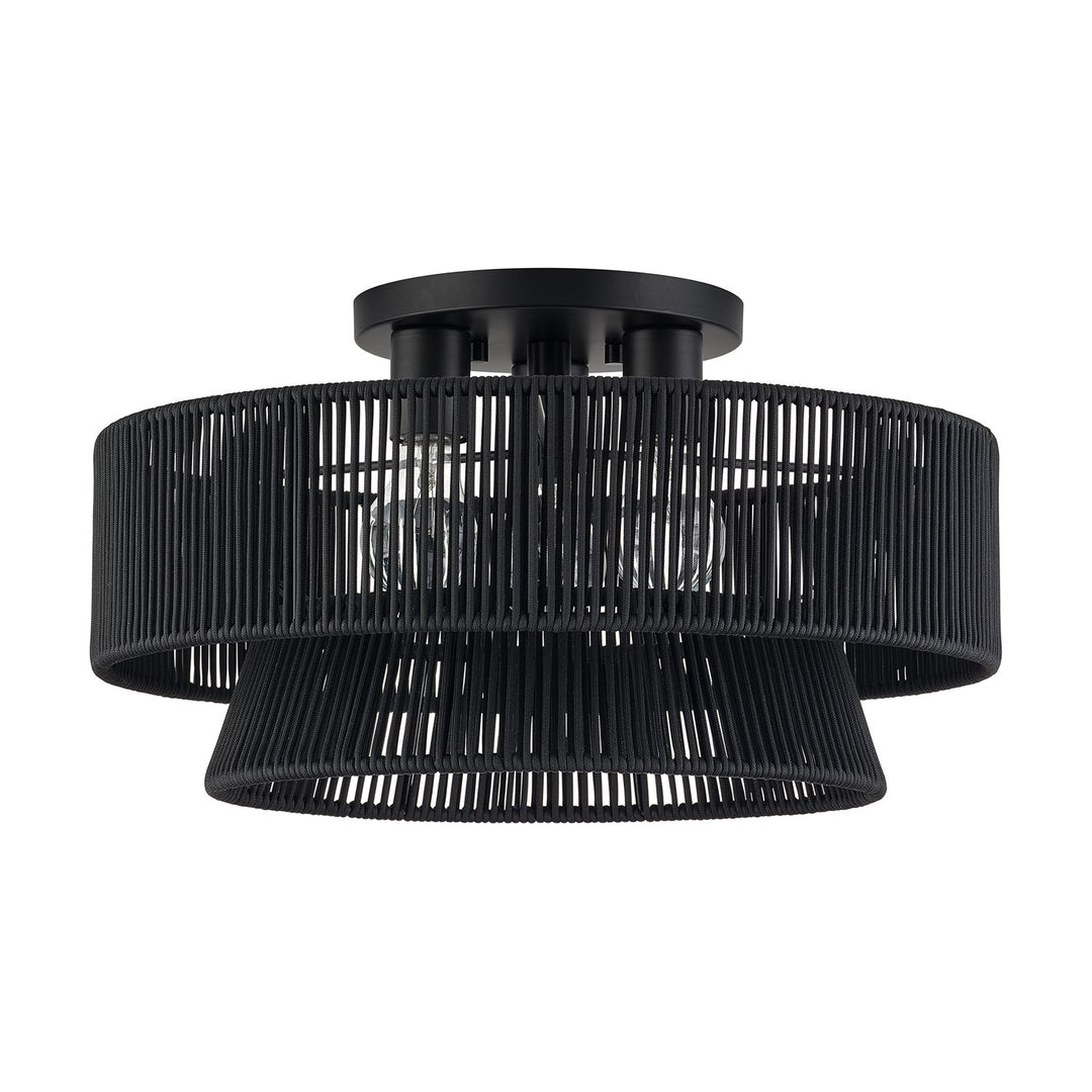 3 Light Black Large Semi-Flush