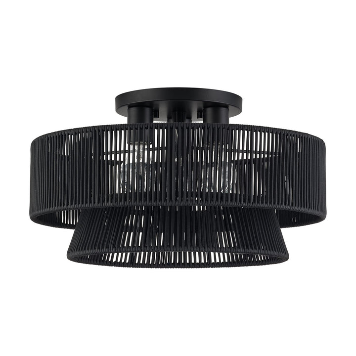 3 Light Black Large Semi-Flush