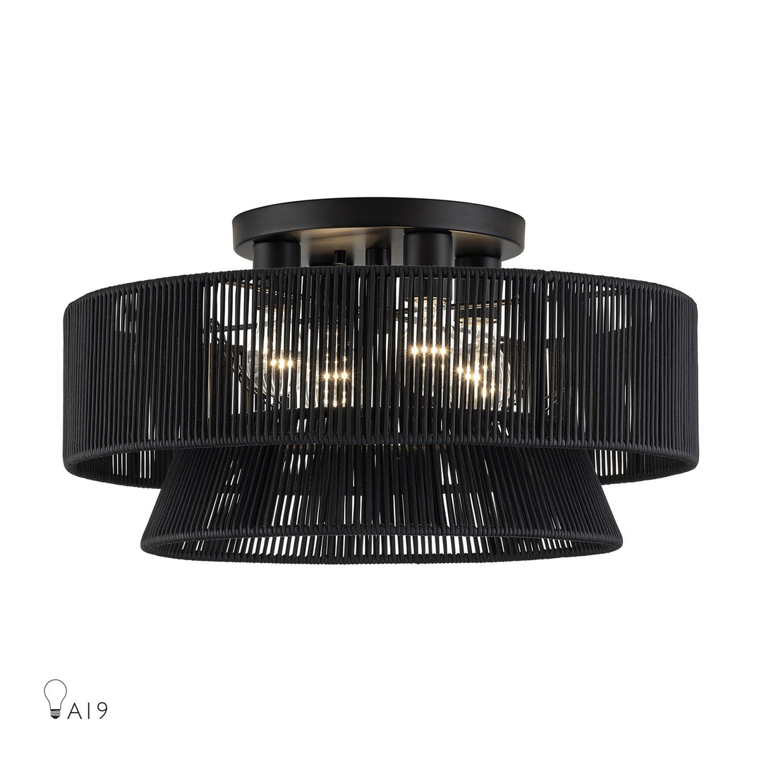 4 Light Black Extra Large Semi-Flush by Livex Lighting