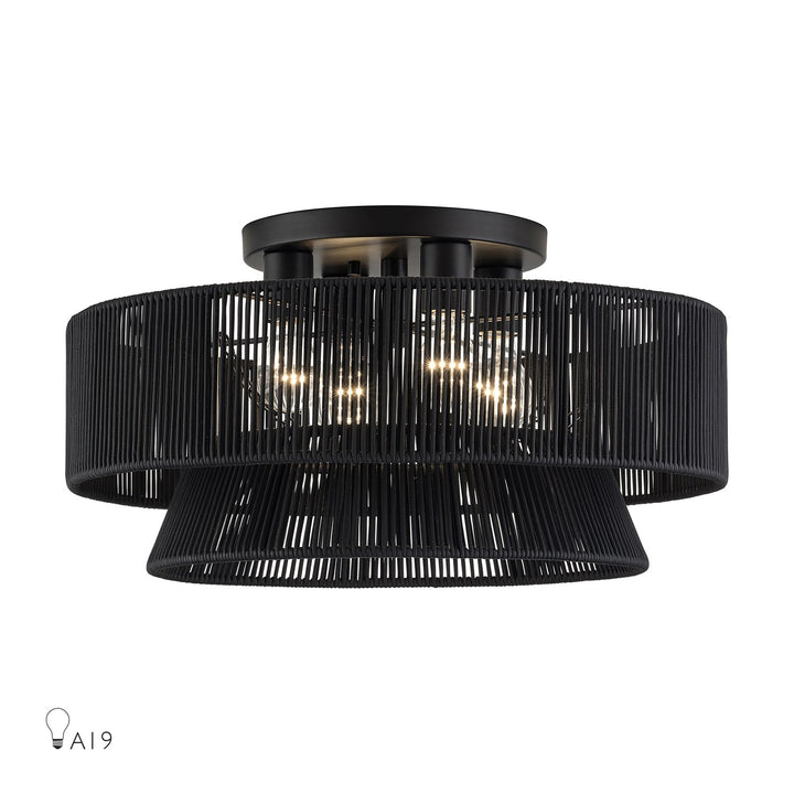 4 Light Black Extra Large Semi-Flush by Livex Lighting