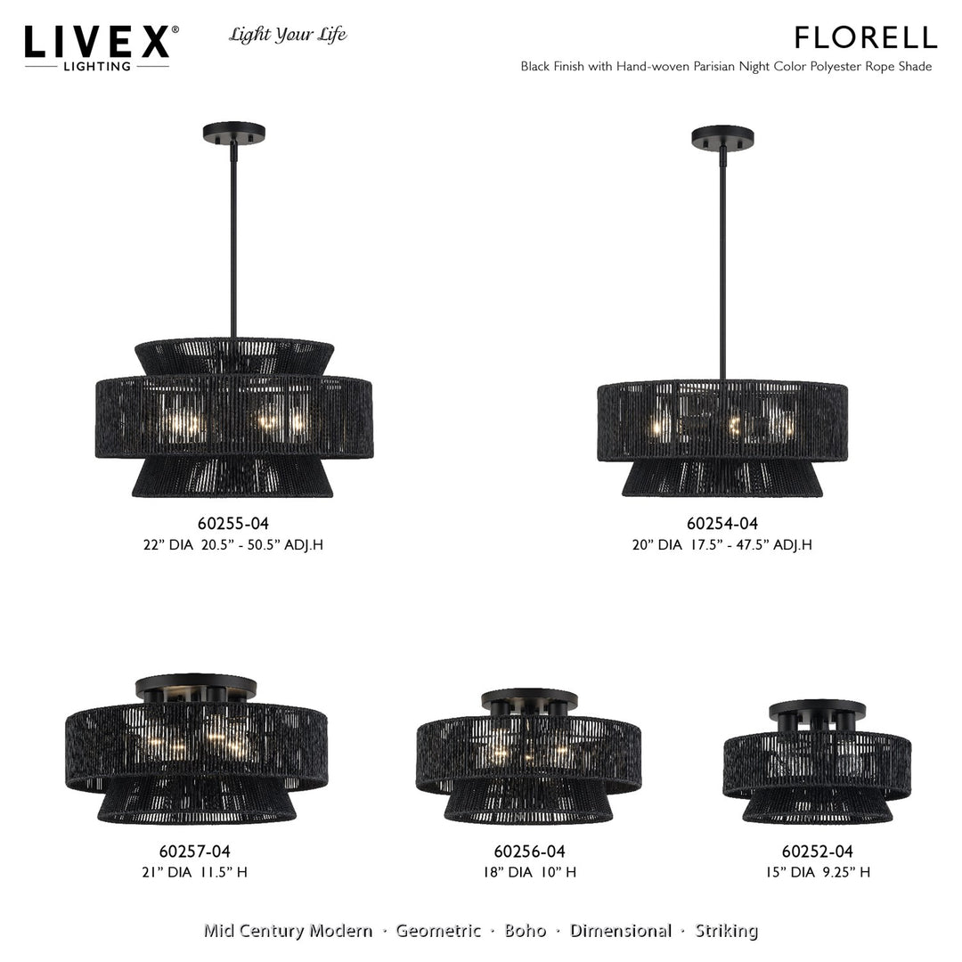 4 Light Black Extra Large Semi-Flush