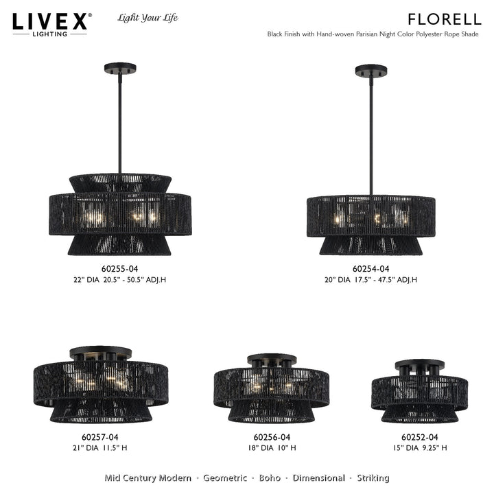 4 Light Black Extra Large Semi-Flush