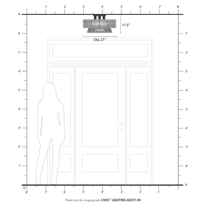 4 Light Black Extra Large Semi-Flush