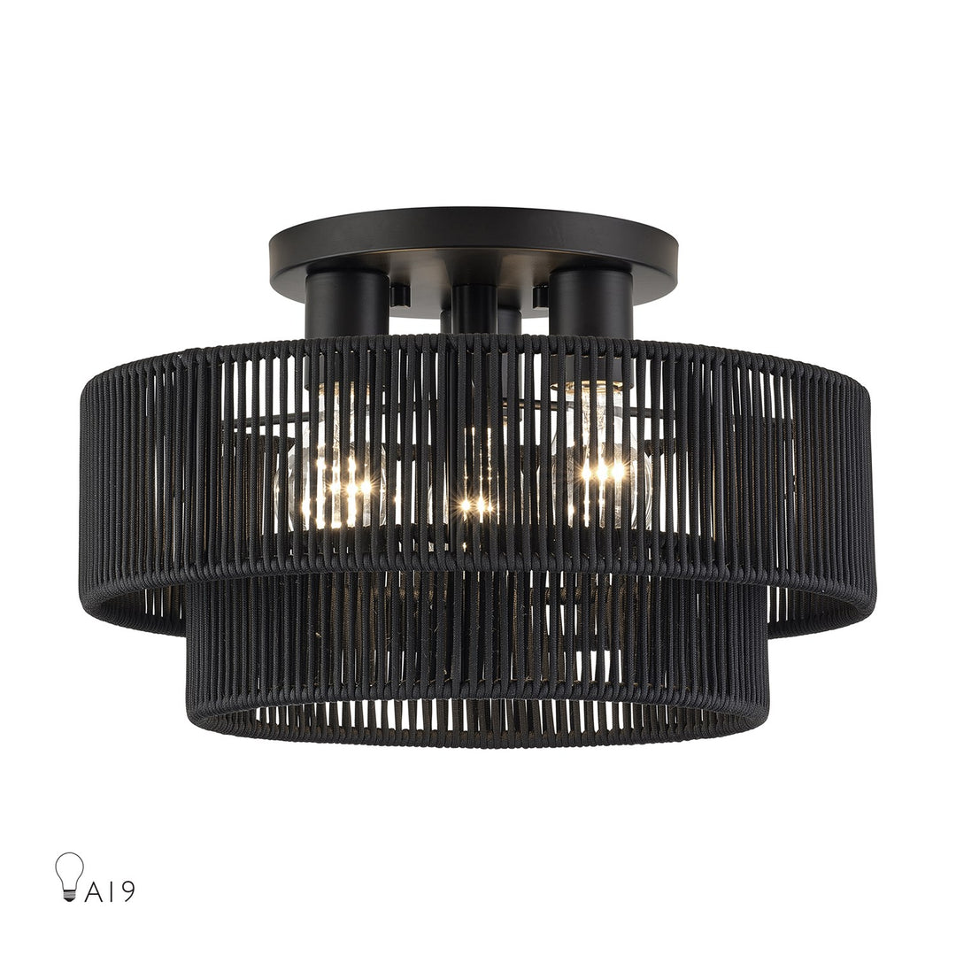3 Light Black Large Semi-Flush by Livex Lighting