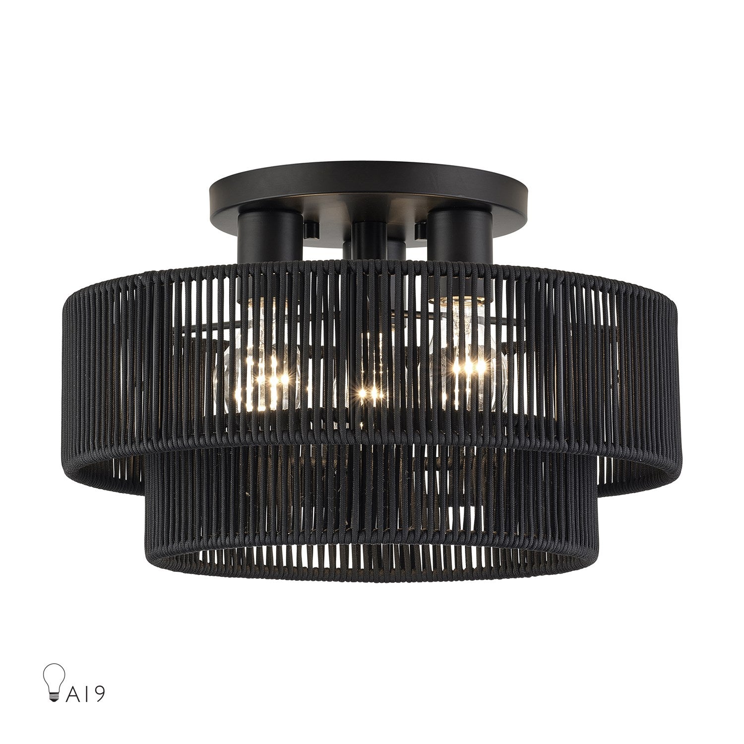 3 Light Black Large Semi-Flush by Livex Lighting