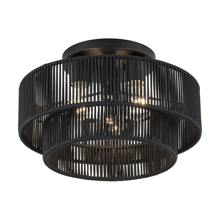 3 Light Black Large Semi-Flush