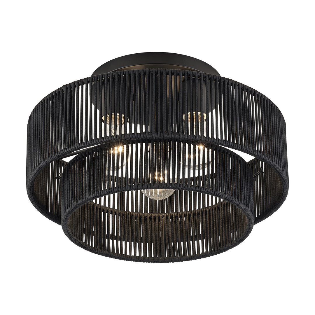 3 Light Black Large Semi-Flush