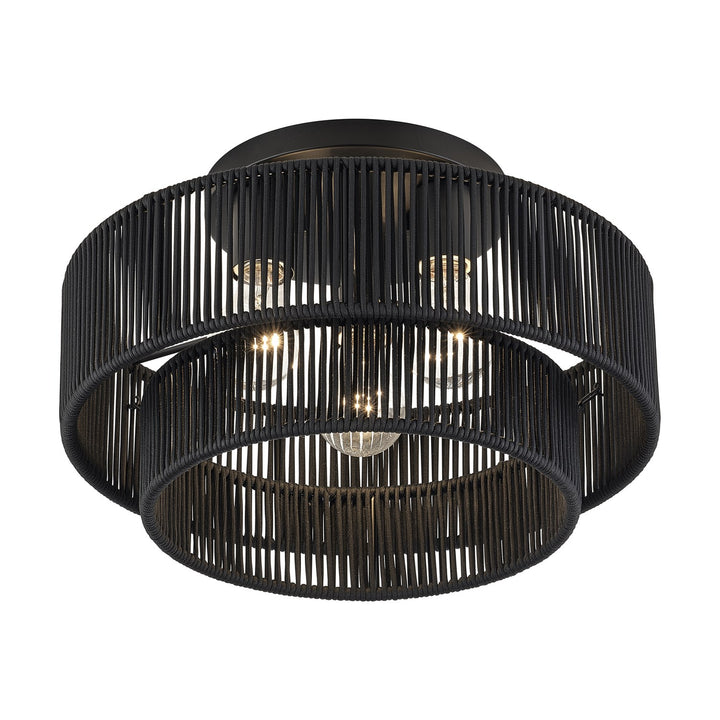 3 Light Black Large Semi-Flush