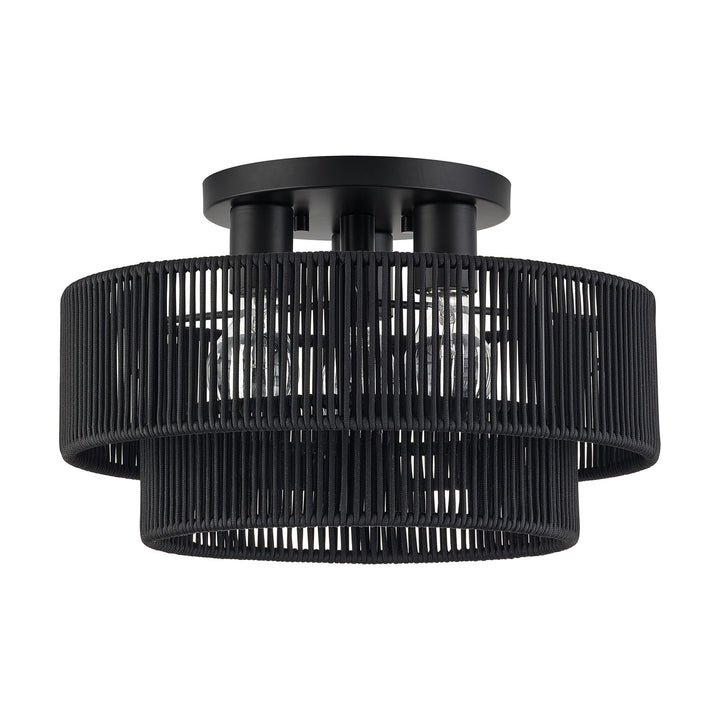 3 Light Black Large Semi-Flush