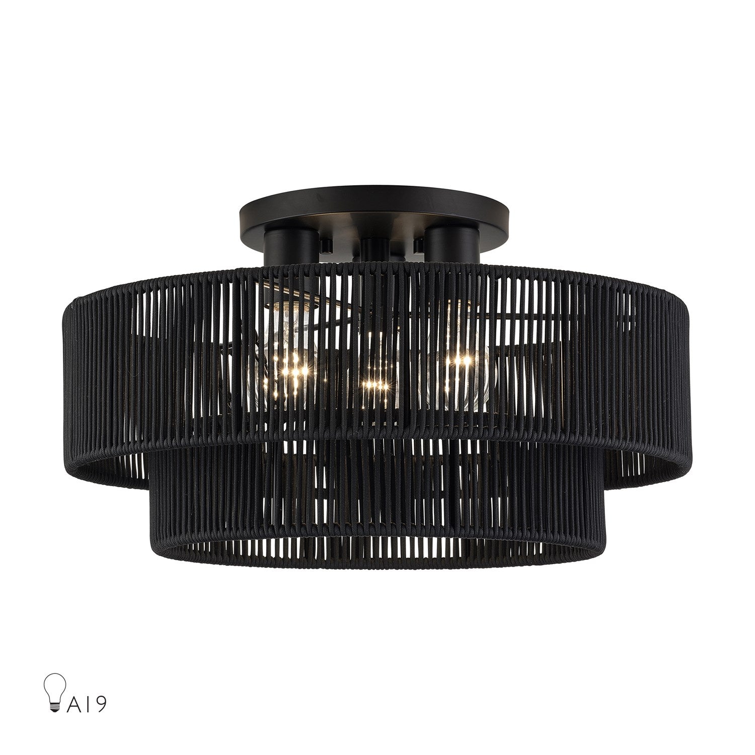 3 Light Black Large Semi-Flush by Livex Lighting