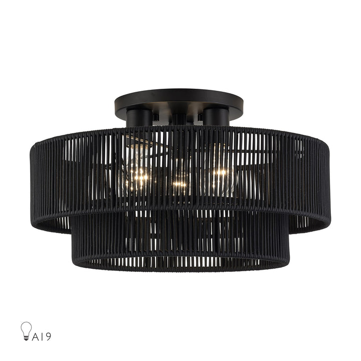 3 Light Black Large Semi-Flush by Livex Lighting