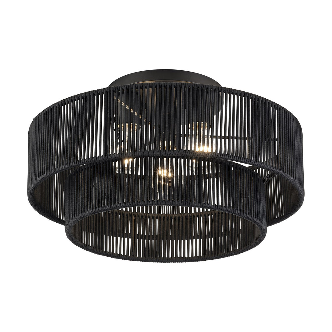 3 Light Black Large Semi-Flush