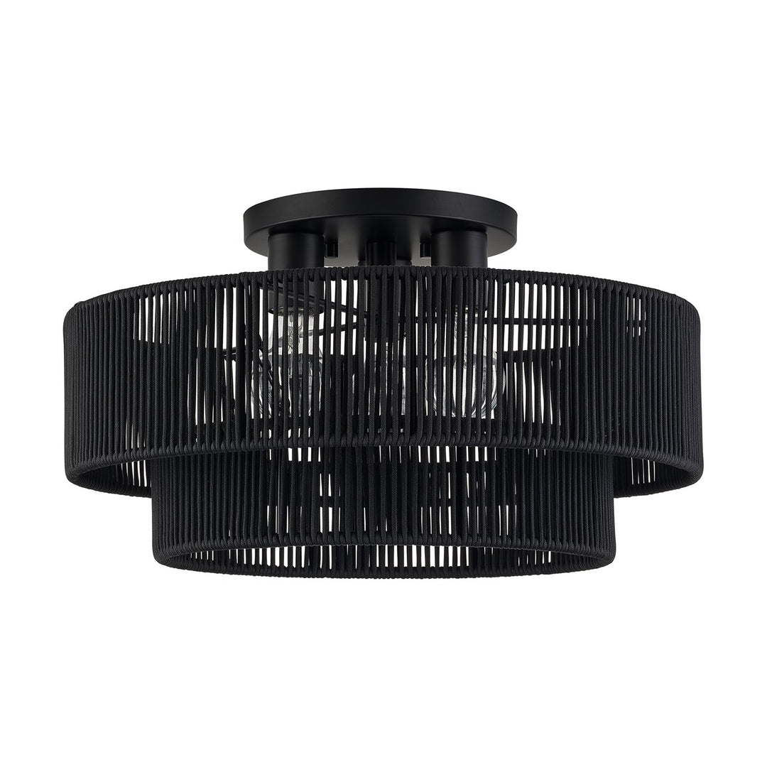 3 Light Black Large Semi-Flush