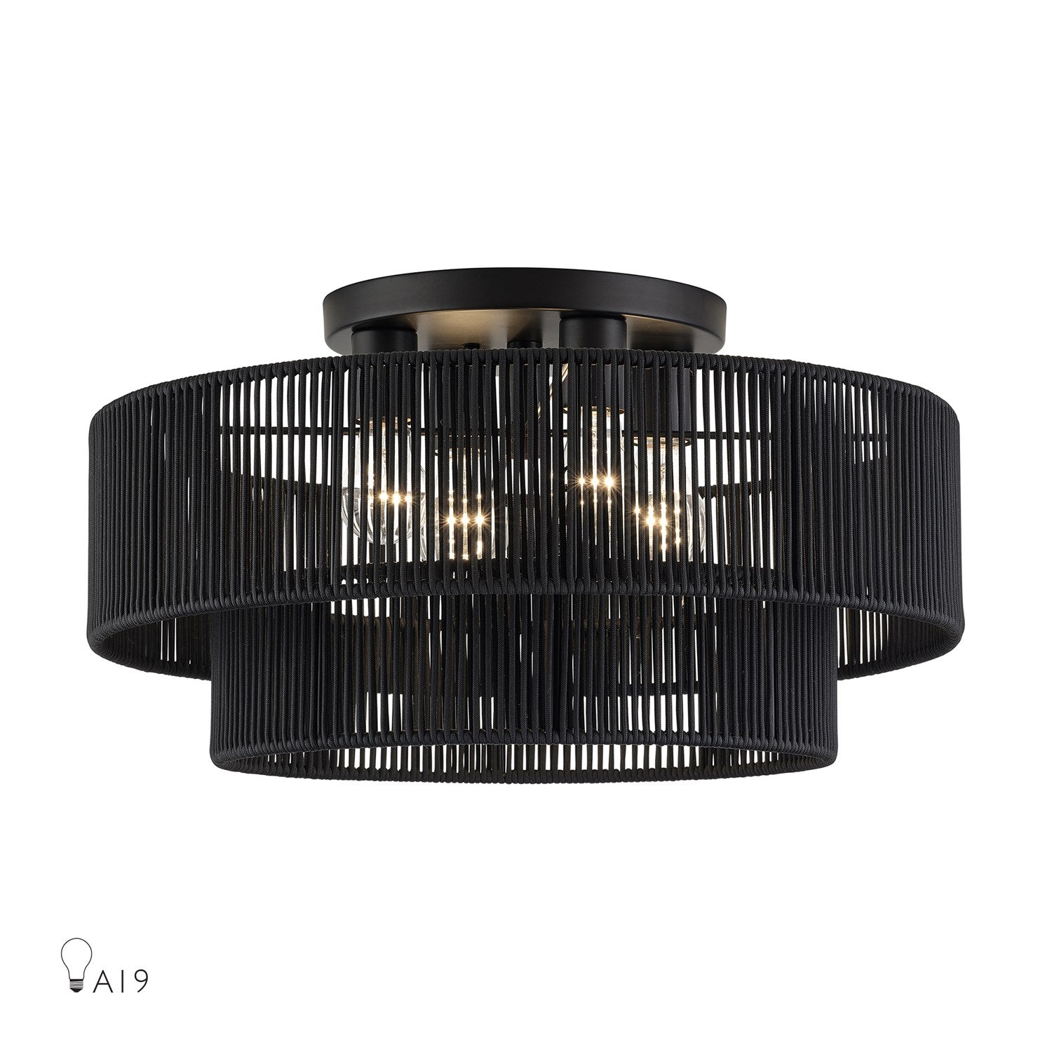 4 Light Black Extra Large Semi-Flush by Livex Lighting