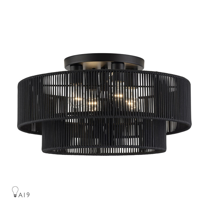4 Light Black Extra Large Semi-Flush by Livex Lighting