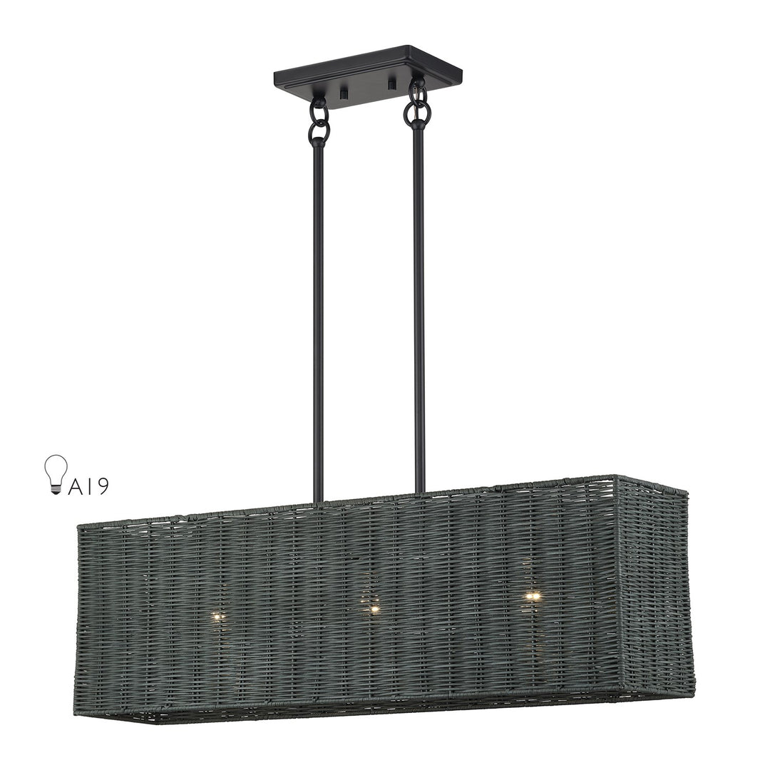 3 Light Black Medium Linear Chandelier by Livex Lighting