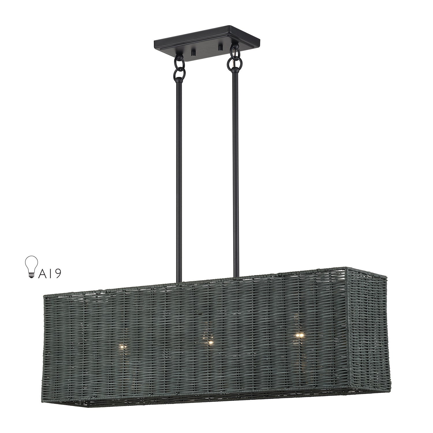 3 Light Black Medium Linear Chandelier by Livex Lighting