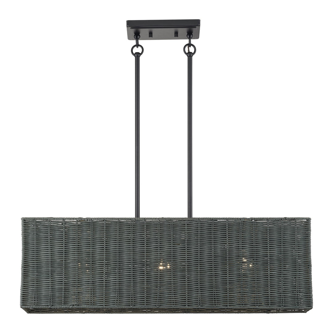 3 Light Black Medium Linear Chandelier