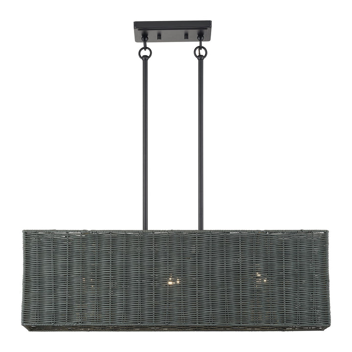 3 Light Black Medium Linear Chandelier