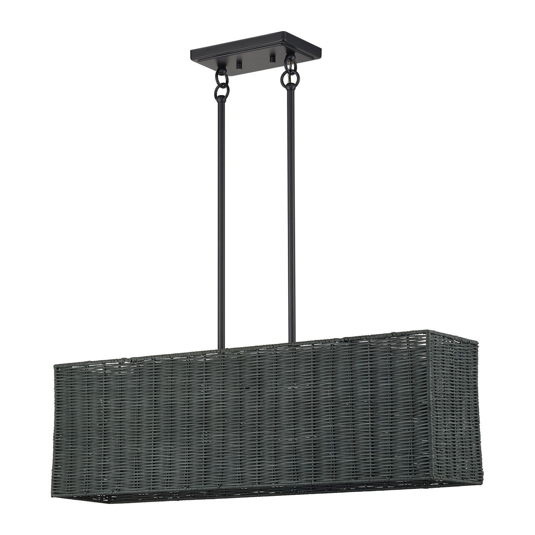 3 Light Black Medium Linear Chandelier