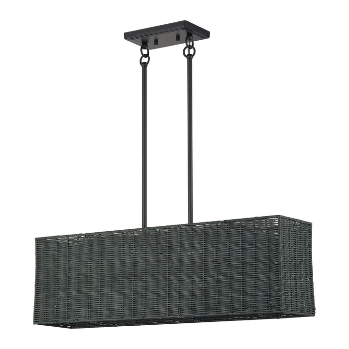 3 Light Black Medium Linear Chandelier